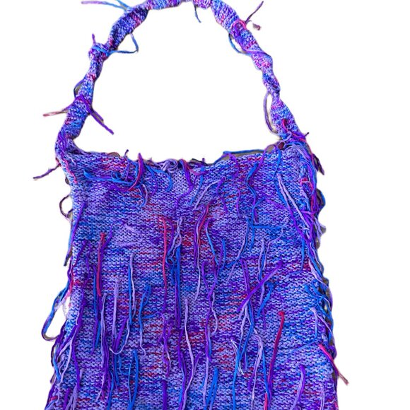 HANDMADE KNITTED HOBO BAG MULTI-COLOR - Picture 2 of 10